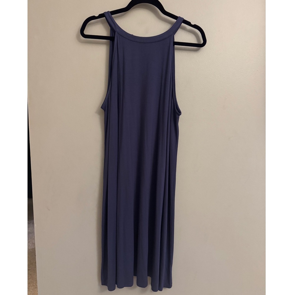 Time and Tru Womens XL Slate Blue Halter Neck Keyhole Tie Back Swing Dress 16-18